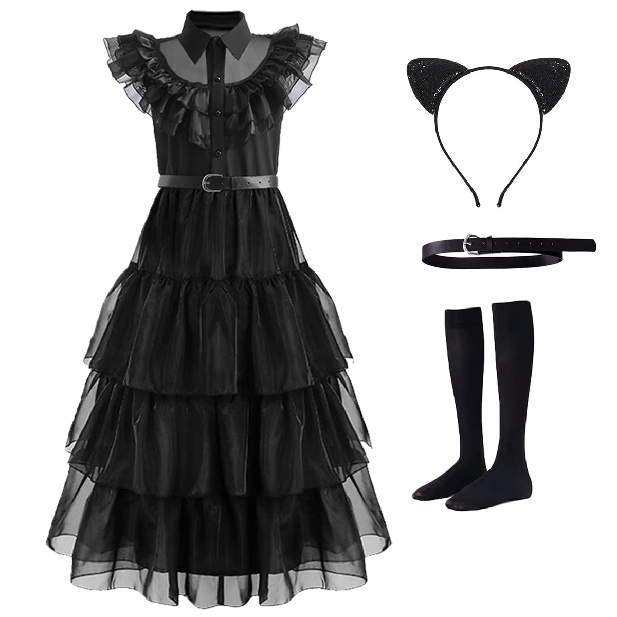 Wednesday Addams Cosplay For Girl Costume  Vestidos For Kids Party Dresses Carnival Easter Halloween Costumes 5-14 Years