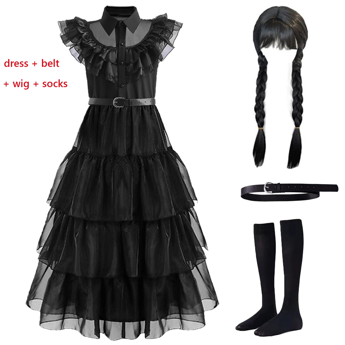 Wednesday Addams Cosplay For Girl Costume  Vestidos For Kids Party Dresses Carnival Easter Halloween Costumes 5-14 Years