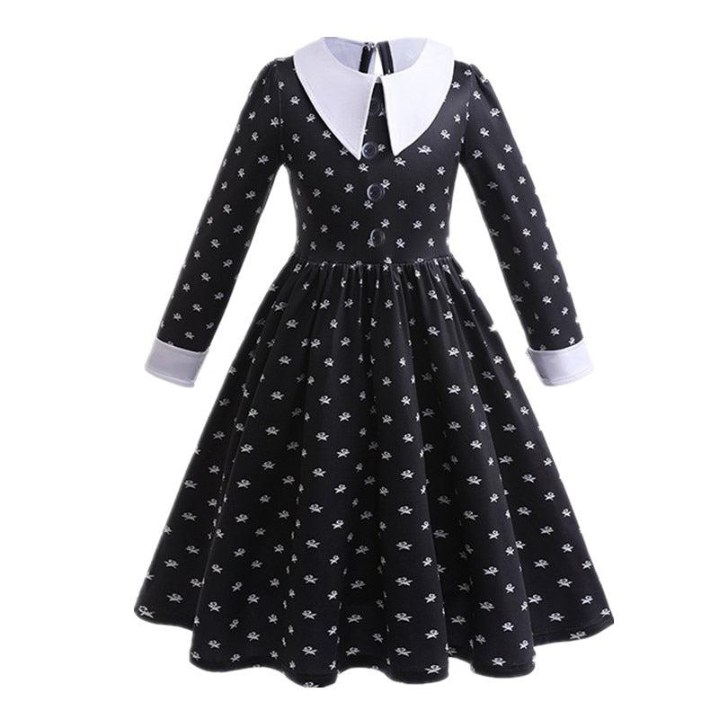 Wednesday Girl Costume for Carnival Halloween Black Events Cosplay Dress Kids Evening Party Clothes Fashion Gothic Vestido 4-10T