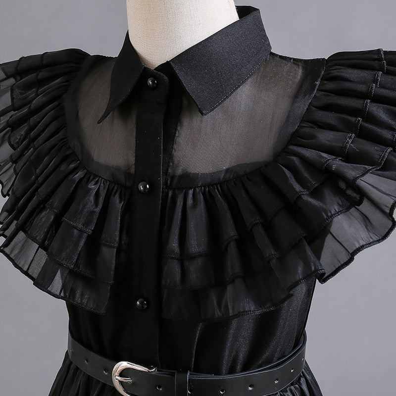 Wednesday Girl Costume for Carnival Halloween Black Events Cosplay Dress Kids Evening Party Clothes Fashion Gothic Vestido 4-10T