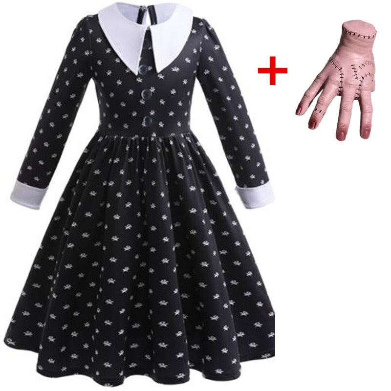 Wednesday Girl Costume for Carnival Halloween Black Events Cosplay Dress Kids Evening Party Clothes Fashion Gothic Vestido 4-10T