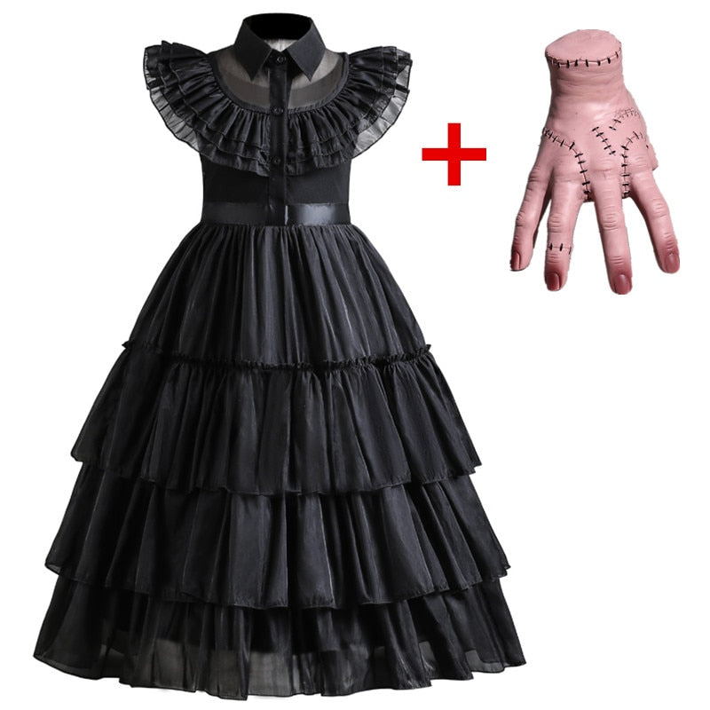 Wednesday Girl Costume for Carnival Halloween Black Events Cosplay Dress Kids Evening Party Clothes Fashion Gothic Vestido 4-10T