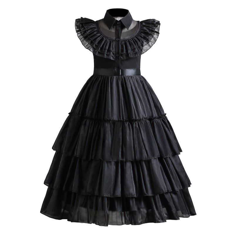 Wednesday Girl Costume for Carnival Halloween Black Events Cosplay Dress Kids Evening Party Clothes Fashion Gothic Vestido 4-10T