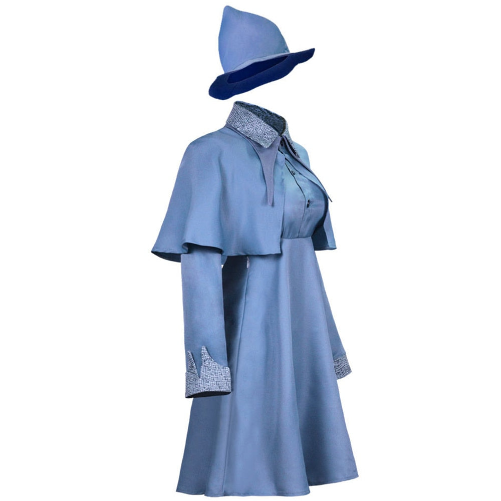 Wizard School Witch Fleur Isabelle Delacour Cosplay Costume Beauxbaton Magic Women School Uniform Hat Dress Suit Halloween