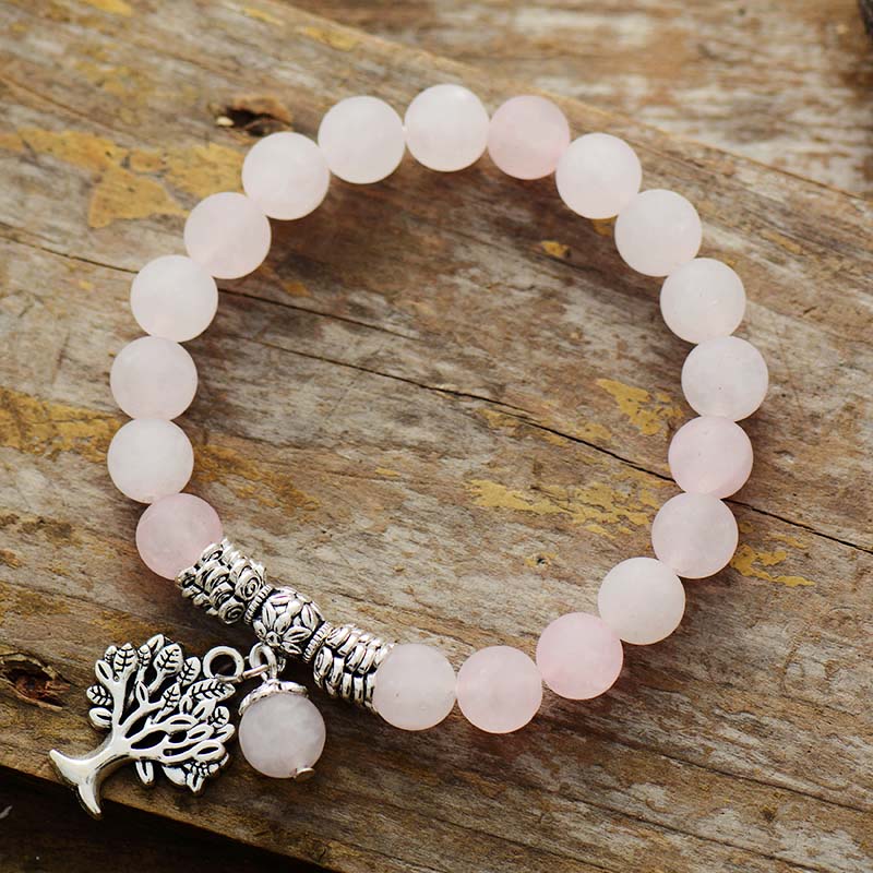 Women Cham Bracelets Matte Amazonite Tree Pendant Bracelet Natural Stone Bead Bracelet Jewelry