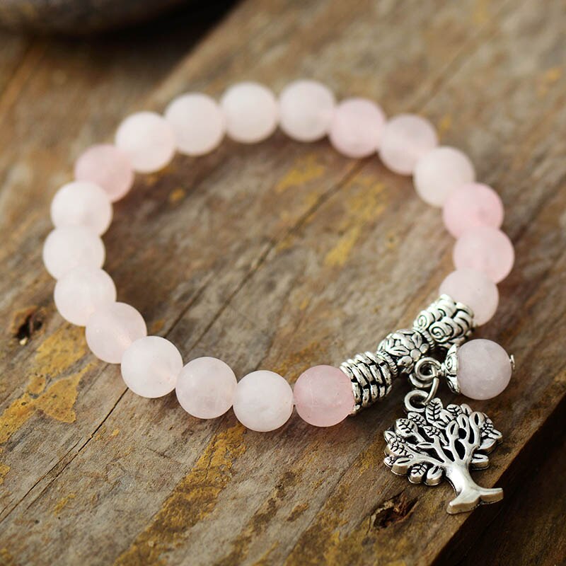 Women Cham Bracelets Matte Amazonite Tree Pendant Bracelet Natural Stone Bead Bracelet Jewelry