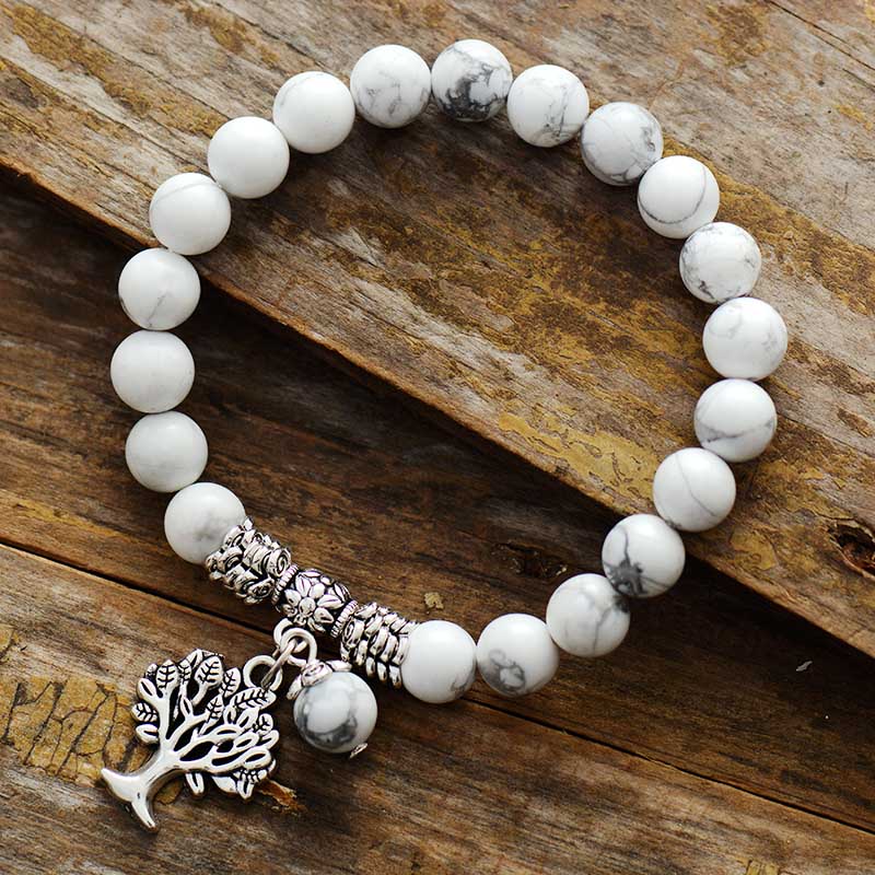 Women Cham Bracelets Matte Amazonite Tree Pendant Bracelet Natural Stone Bead Bracelet Jewelry