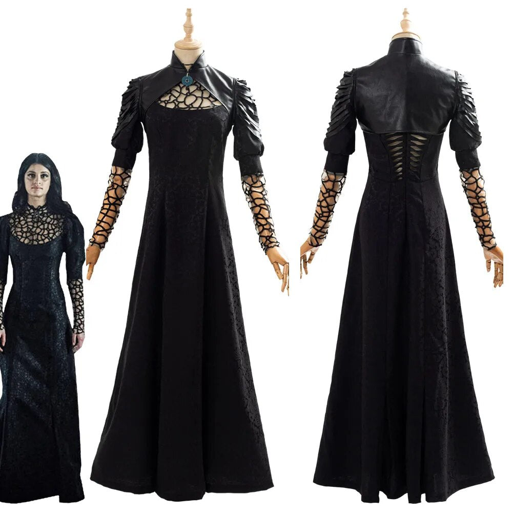 Yennefer Cosplay Costume Movie Wizard Women Dress Cape Outfits Halloween Party Clothes For Ladies Role Play Fashion New