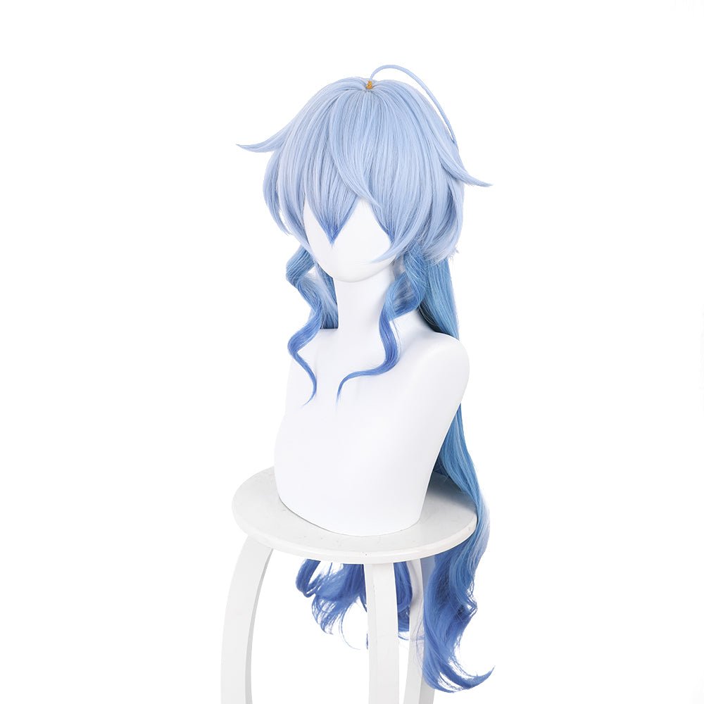 Anime Genshin Impact Ganyu Light blue gradient blue Long curly Cosplay Wig