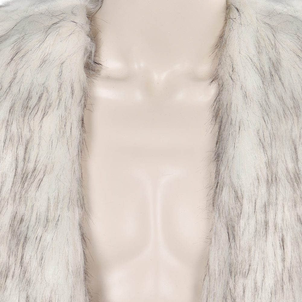 Doll Movie Ken White Long Woolly Coat Party Carnival Halloween Cosplay Costume