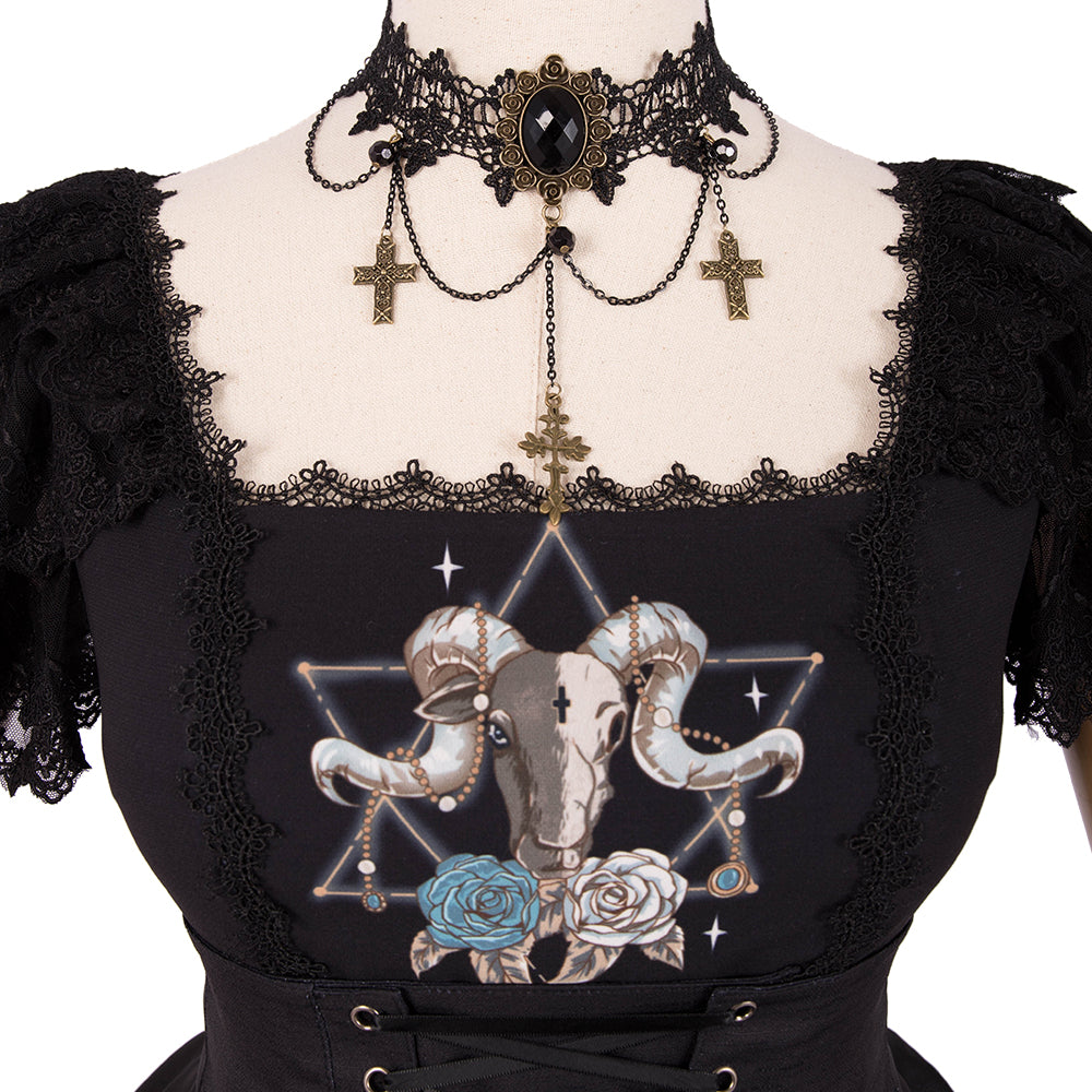 Classical Black Gothic Lolita Dress OP Dress(Please buy one size up)