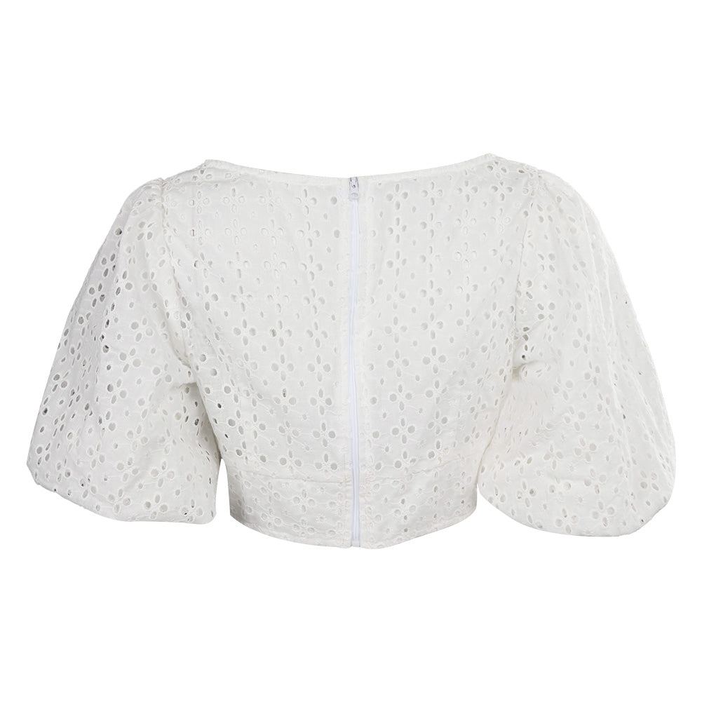 Doll Movie Margot Robbie Puff Sleeves Sexy Adult White Cropped Top Party Carnival Halloween Cosplay Costume