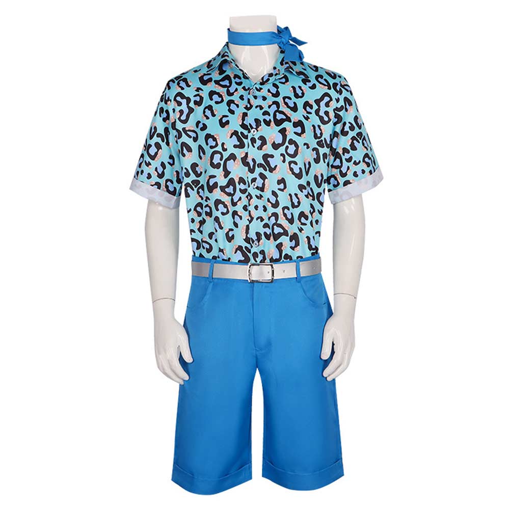 Doll Movie Ken Blue Leopard Printed Outsuits Party Carnival Halloween Cosplay Costume