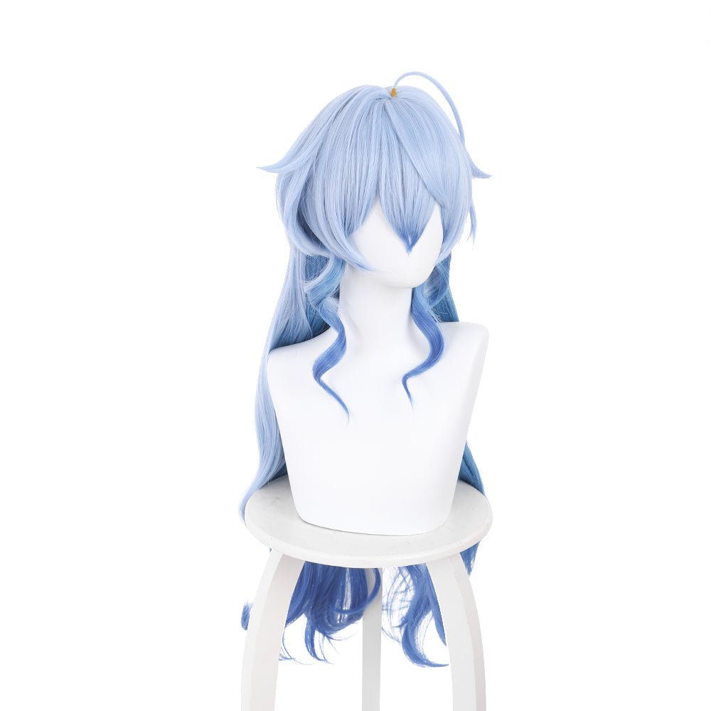 Anime Genshin Impact Ganyu Light blue gradient blue Long curly Cosplay Wig