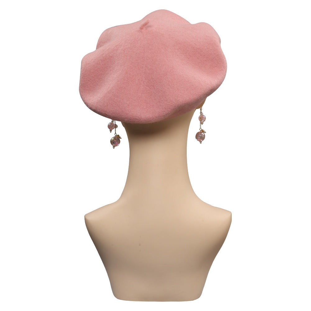 Barbie Movie Cosplay Hat Cap Earings Halloween Carnival Costume Accessories