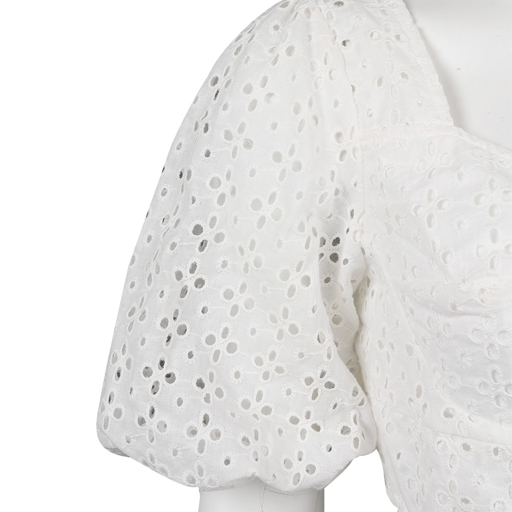 Doll Movie Margot Robbie Puff Sleeves Sexy Adult White Cropped Top Party Carnival Halloween Cosplay Costume