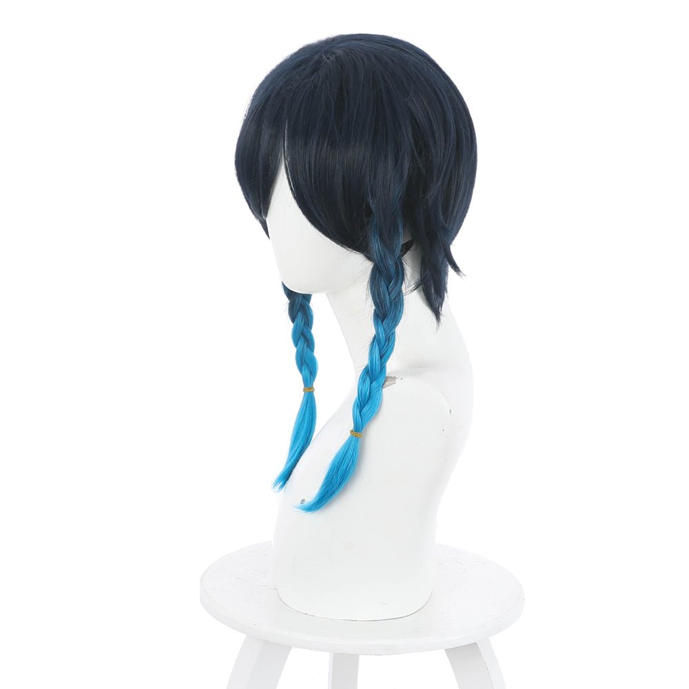 Anime Genshin Impact Venti Navy blue gradient blue Medium Cosplay Wig