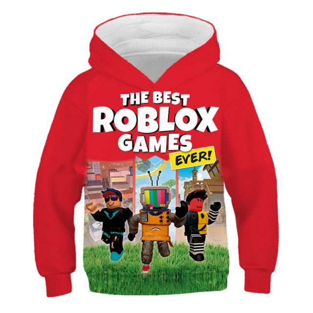 Kids Hoodie Cartoon Shooting Game Printing Children Hooded Roblox Casual Pullover Girls Boys Teen Sweatshirt