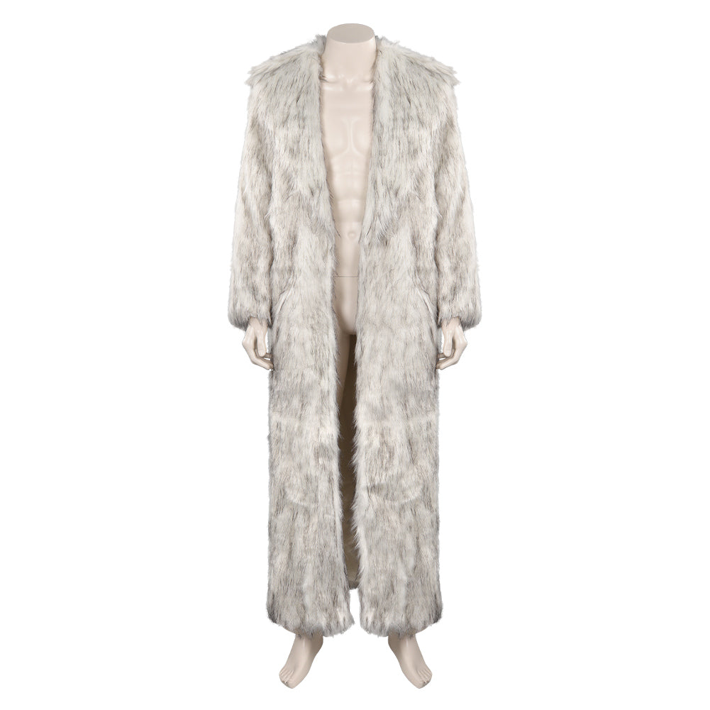 Doll Movie Ken White Long Woolly Coat Party Carnival Halloween Cosplay Costume
