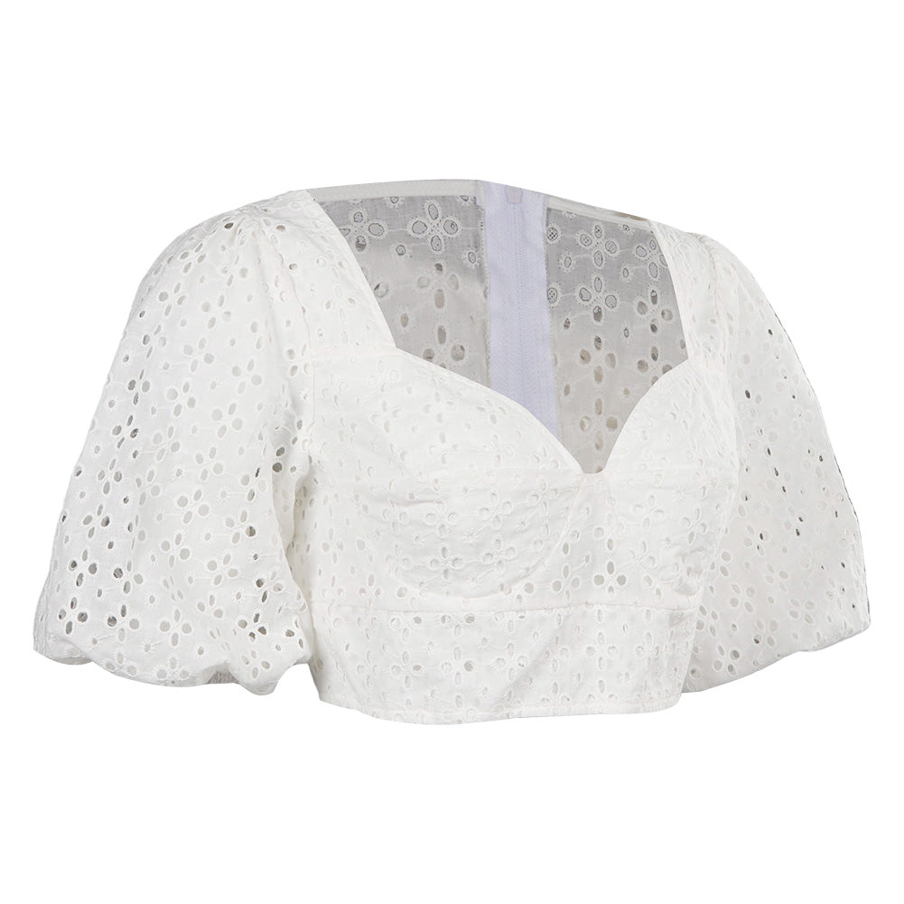 Doll Movie Margot Robbie Puff Sleeves Sexy Adult White Cropped Top Party Carnival Halloween Cosplay Costume