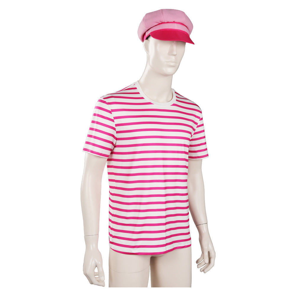 Barbie Movie Ken Men T-shirt Hat Outfits Halloween Carnival Cosplay Costume