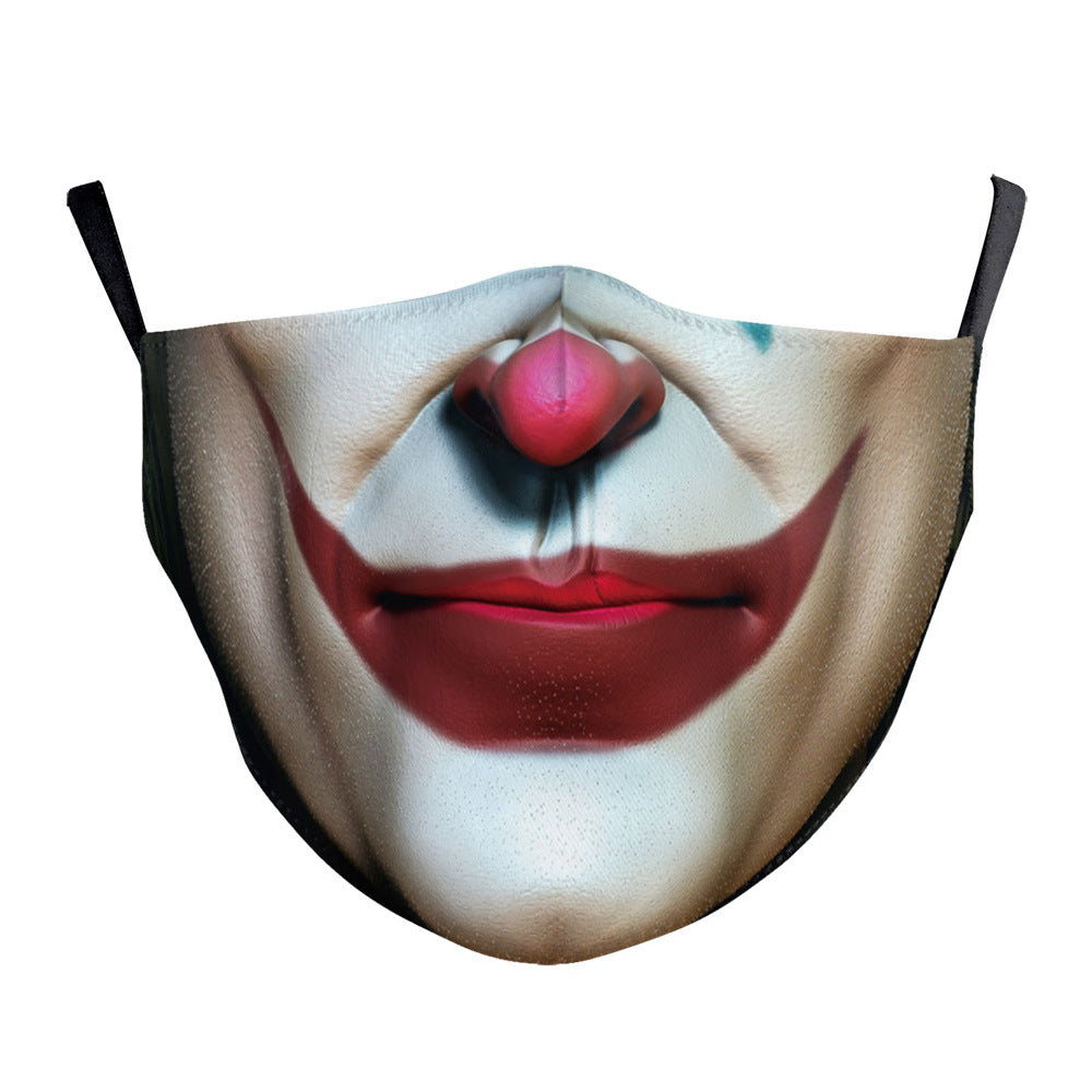 Joker Clown Girl Funny Mouth 3D Men and Women Life Mask