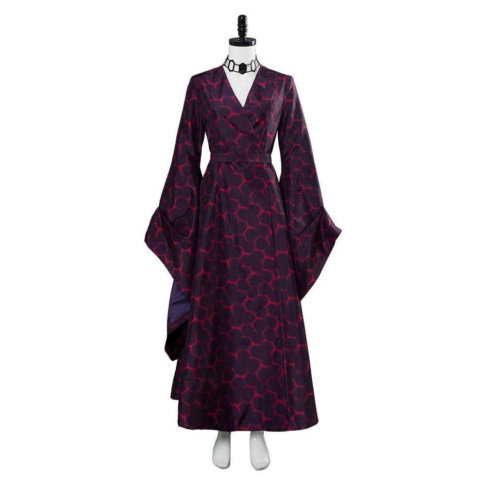 Game of Thrones Season 8 Melisandre Red Hexagon Dress Dark Gown Cosplay Costume