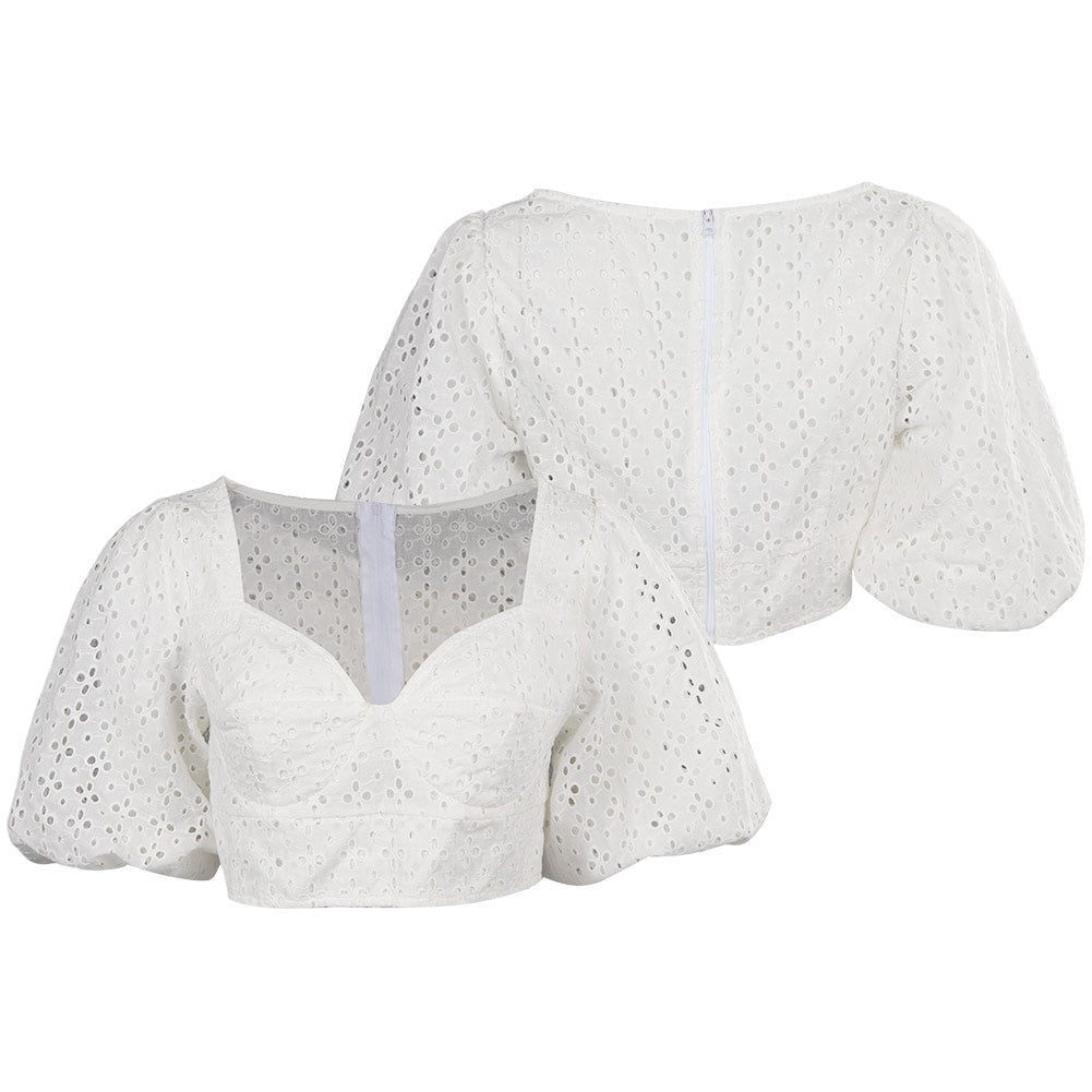 Doll Movie Margot Robbie Puff Sleeves Sexy Adult White Cropped Top Party Carnival Halloween Cosplay Costume
