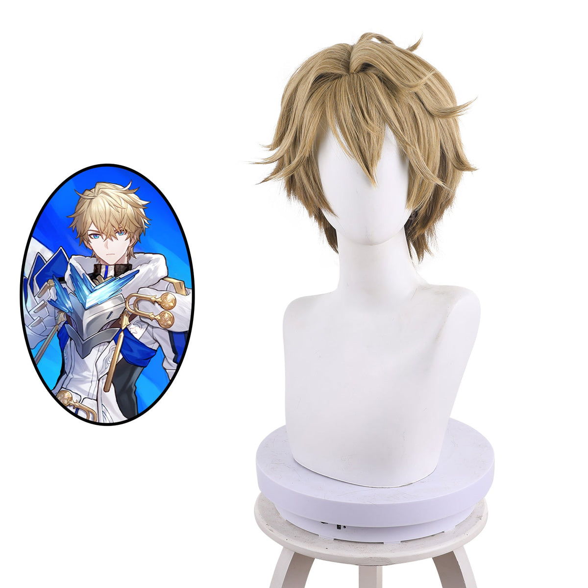 Game Honkai Star Rail Gepard Landau Blonde Short Cosplay Wig 544Q