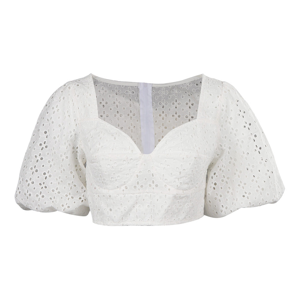 Doll Movie Margot Robbie Puff Sleeves Sexy Adult White Cropped Top Party Carnival Halloween Cosplay Costume
