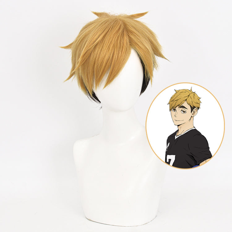 Haikyuu Miya Atsumu Golden and Black Short Cosplay Wig