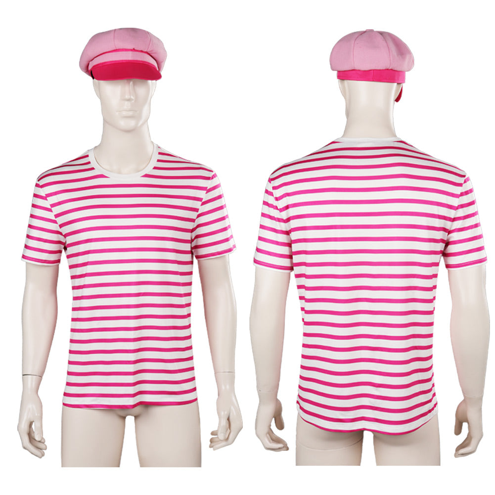 Barbie Movie Ken Men T-shirt Hat Outfits Halloween Carnival Cosplay Costume