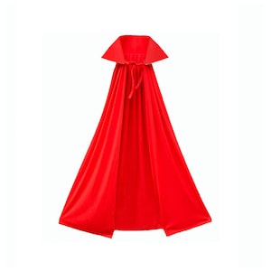 53&quot; Long Red Cape with Stand-Up Collar - Halloween Devil, Vampire, King, Superhero, Cosplay, Medieval, Adult Teen Men Women Costume Party