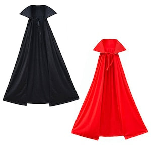 53&quot; Long Red Cape with Stand-Up Collar - Halloween Devil, Vampire, King, Superhero, Cosplay, Medieval, Adult Teen Men Women Costume Party