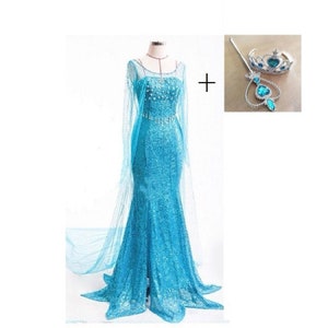 Elsa Dresses for Adult Costumes Frozen Princess Dress Girls  Elsa Cosplay Dress Accessories Halloween