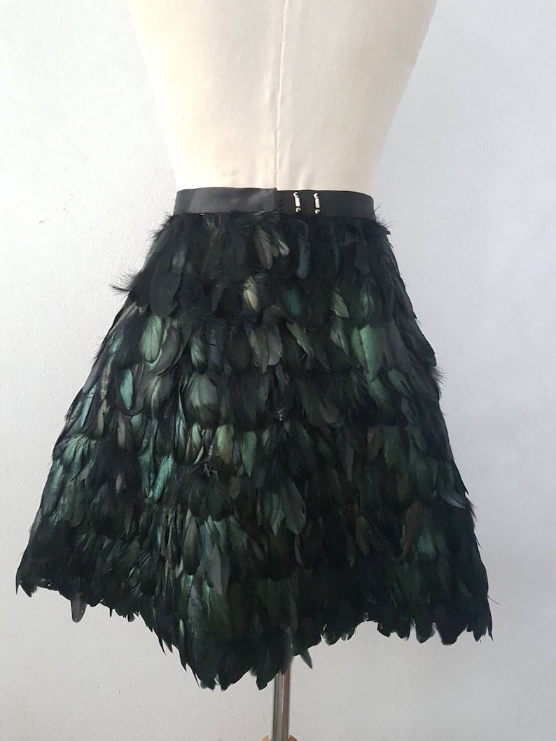 Frey Black Feathers Skirt for Women,Goth Dress,Gothic Dress,Pagan Dress, Wedding Guest Dress,Plus Size Dress