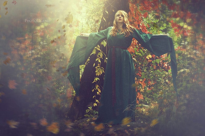 Medieval Dress Costume for Women, Fairy Dress Adult, Pagan Wedding Dress Simple, Cotton or Linen,
