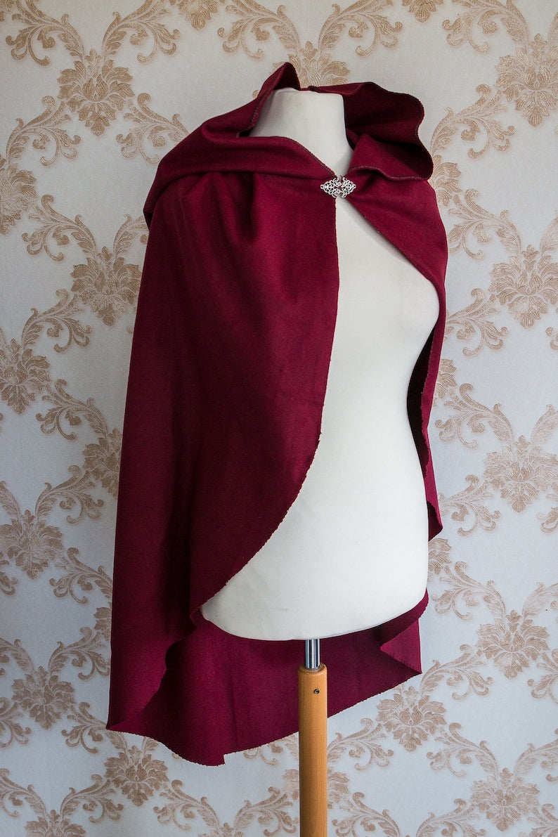 Red Riding Hood Cape, Little Red Riding Hood, Long Wool Coat, Capelet With Hood, Wool Cloak Cape, Red Wool Coat, Red Hooded Cloak