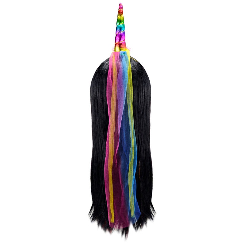 3 Ct Imagine-Fly Rainbow Unicorn Horn Headband Long Tulle - Girls Women Cute Birthday Party, Bridal &amp; Baby Shower, Halloween Costume Cosplay