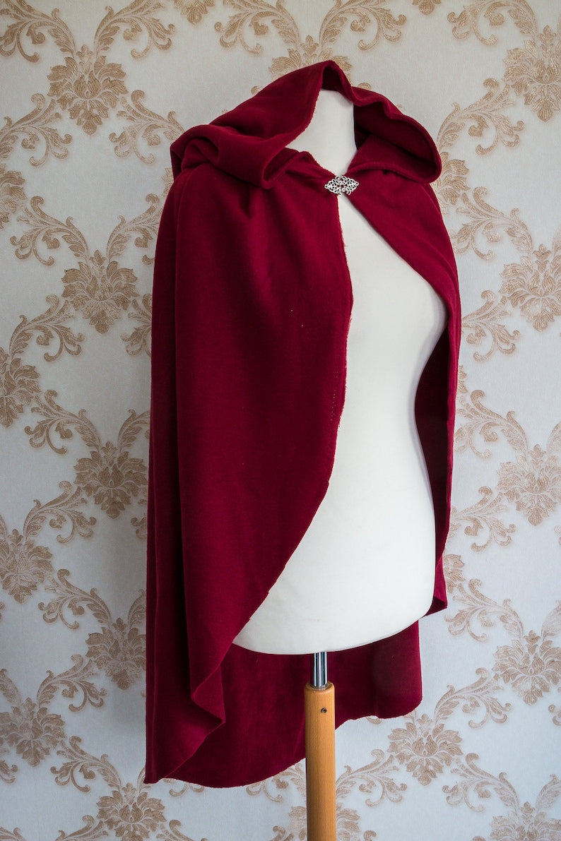 Red Riding Hood Cape, Little Red Riding Hood, Long Wool Coat, Capelet With Hood, Wool Cloak Cape, Red Wool Coat, Red Hooded Cloak
