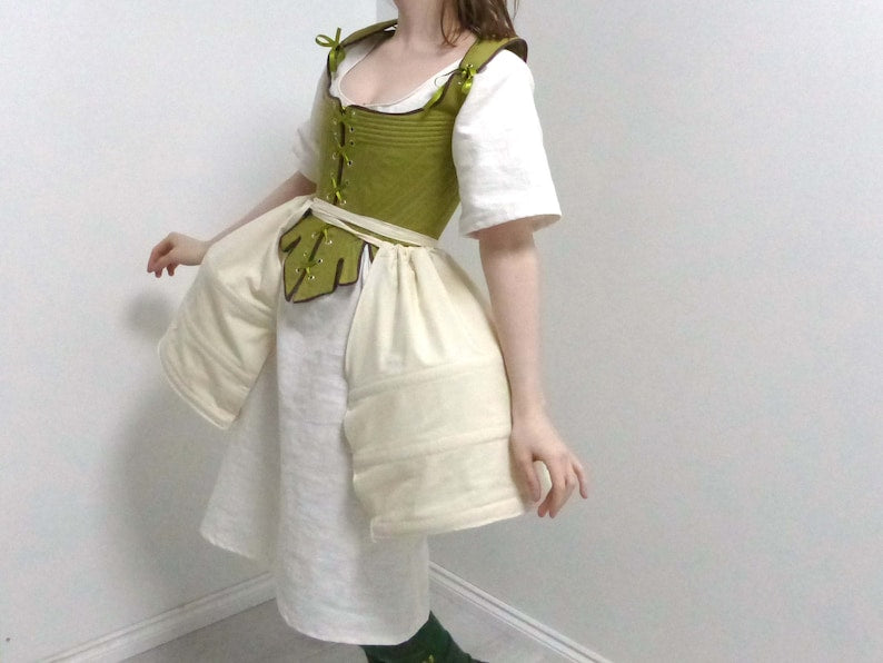 Cream Side 18th Century Steel Boned Panniers Undergarments and Historic Dress Support Frame