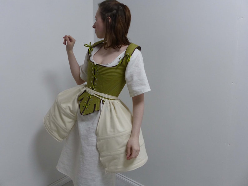 Cream Side 18th Century Steel Boned Panniers Undergarments and Historic Dress Support Frame