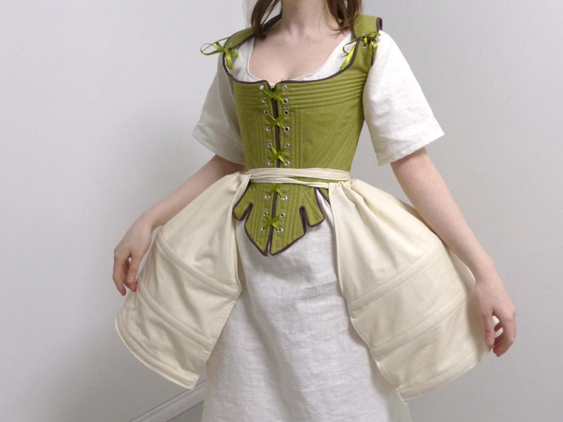 Cream Side 18th Century Steel Boned Panniers Undergarments and Historic Dress Support Frame