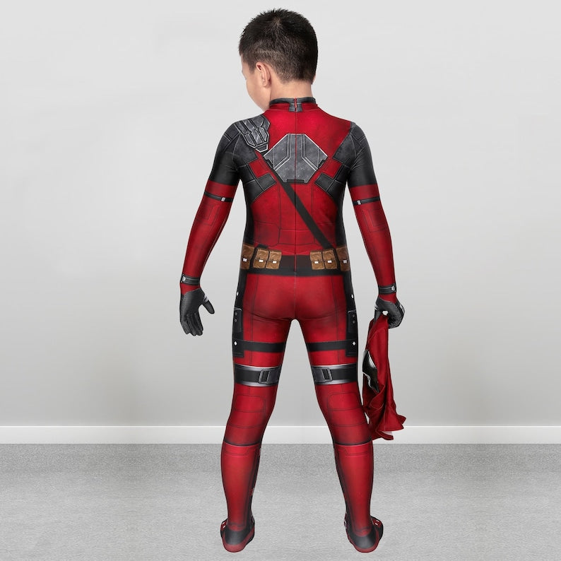 Deadpool Costume Cosplay Suit Wade Wilson Halloween Outfit for Kids