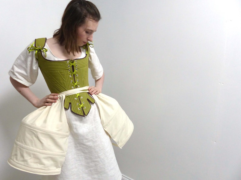Cream Side 18th Century Steel Boned Panniers Undergarments and Historic Dress Support Frame