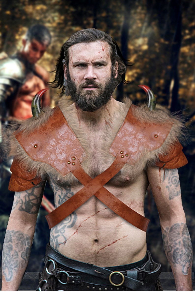Medieval Viking Armor Shoulder Armor Shoulder Armor Shoulder Armor Gladiator Shoulder Armor Combat Armor Men&#39;s Muscle Leather Shoulder