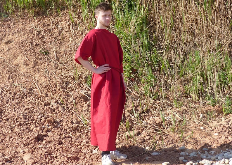 Coloured Linen Unisex Roman Tunic Historical Costume Ancient Rome