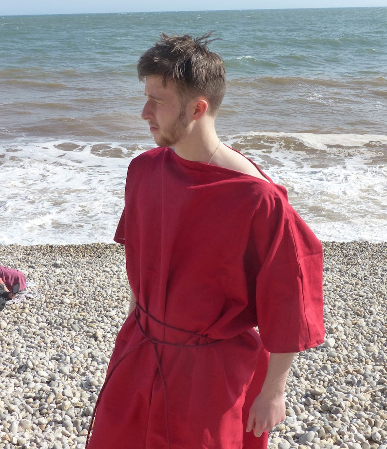 Coloured Linen Unisex Roman Tunic Historical Costume Ancient Rome