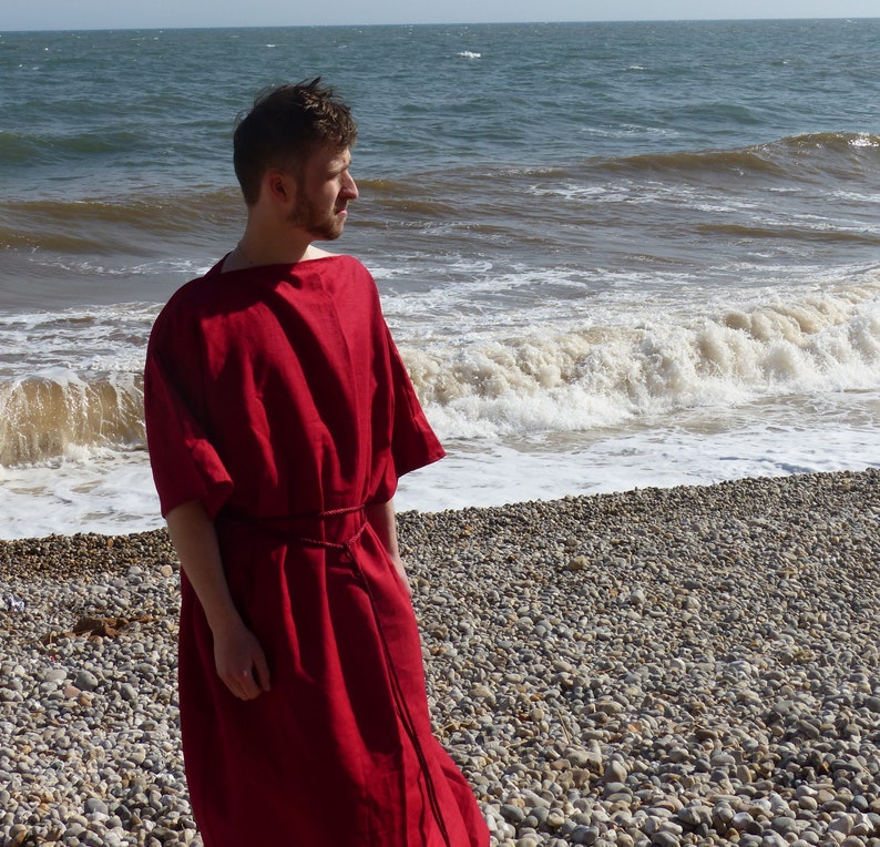 Coloured Linen Unisex Roman Tunic Historical Costume Ancient Rome