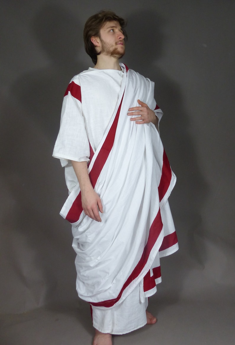 Men&#39;s Ancient Roman Senate White Linen Costume Toga for Re-enactment and Dress